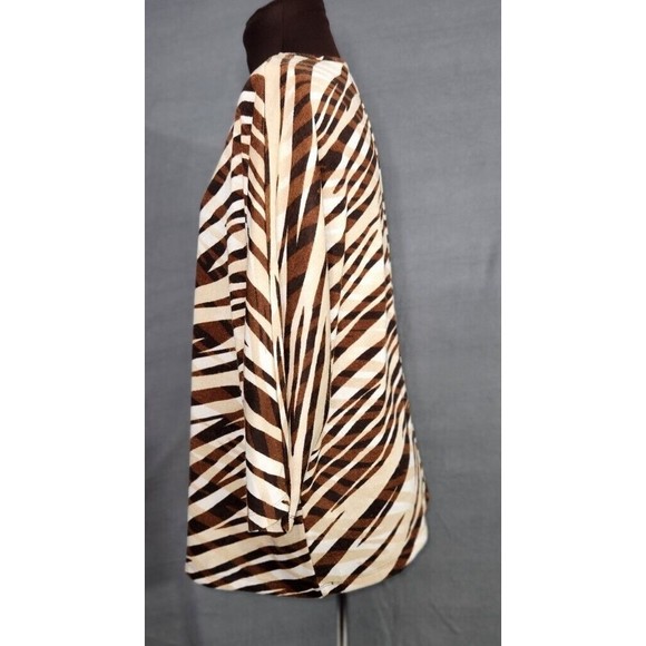 Chico’s Red Black Animal Print Tiger Stripe Tunic Length Top Size 2 (L) Womens - Picture 2 of 10